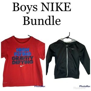 Boys NIKE Black Jacket and Red Graphic T Shirt size 6/7 BUNDLE